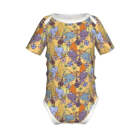 

Adobk Cycling Elephant On Bicycle In Park Print Baby Climbing Clothes Jumpsuit Rompers Classic Rompers Child Short sleeve Bodysuits-12 Months