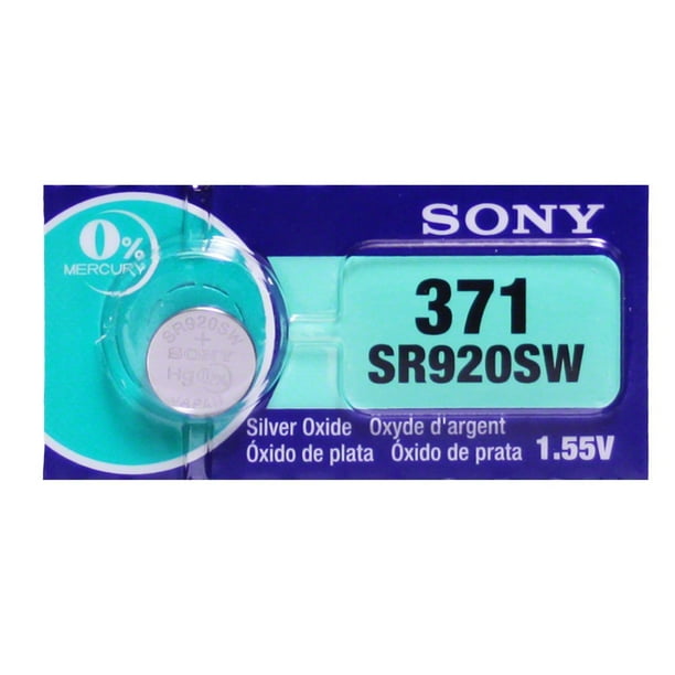 Sony 371 (SR920SW) 1.55V Silver Oxide 0Hg Mercury Free Watch Battery