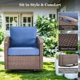 thumbnail image 4 of PARKWELL Outdoor Wicker Swivel Rocker Chair Set of 2,All-Weather Rattan Swivel Glider Rocking Lounge Chair,Patio Bistro Set for Porch Deck Backyard,Brown/Navy, 4 of 10