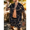 thumbnail image 4 of Men Hawaiian 2Pcs Sets Summer 3D Print Short Sleeve Shirt Beach Button Shorts Streetwear Shirt Holiday Men‘s Two Piece Suit, 4 of 7