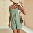 thumbnail image 5 of Aligament Jumpsuits for Women, Women's Tie Shoulder Overall Shorts Scoop Neck Romper Jumpsuit with Pocket, Green L, 5 of 7