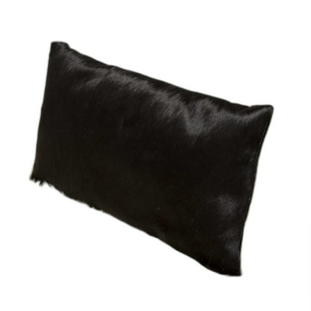 12" x 20" x 5" Black Cowhide  Pillow