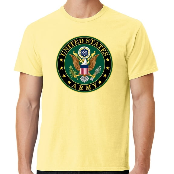 Mens US Army Insignia Cotton Tee Shirt, XL Popcorn Yellow