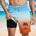 thumbnail image 2 of QQAMB Shorts for Men Plus Size Elastic Waisted Gradient Color Palm Graphic Printed Loose Comfy Shorts Light Blue M, 2 of 5