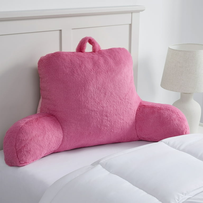 Mainstays Faux Fur Plush Bedrest Pillow Specialty Size Pink Walmart