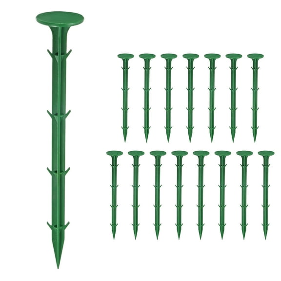 Uxcell 16-Pack Survey Markers Garden Stakes, 1.3 x 7.9 Inch Plastic Low Profile Survey Stakes Anchors Spikes for Tarpaulin/Lawn Border [Green]