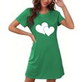 thumbnail image 4 of yillto Women Nightgown Short Sleeve Sleepshirt Crewneck Heart Graphic Sleepwear Nightshirts Pajama Dress, 4 of 5