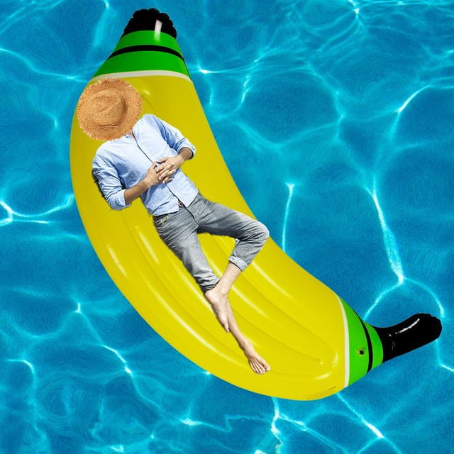 Inflatable Swimming Ring Rainbow Banana Lounge Adult Pool Float RideOn