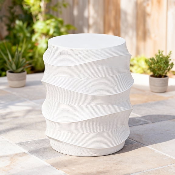 Christopher Knight Home Antique-Style Lightweight Concrete Outdoor Accent Side Table, White