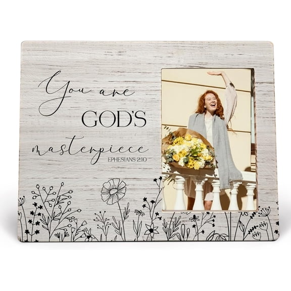 You Are God's Masterpiece Picture Frames, Ephesians 2:10 Picture Photo Frame, Christian Gifts, Bible Gifts, Inspirational Quote Picture Frames, Scripture Wood Photo Frame for 4x6 Photos