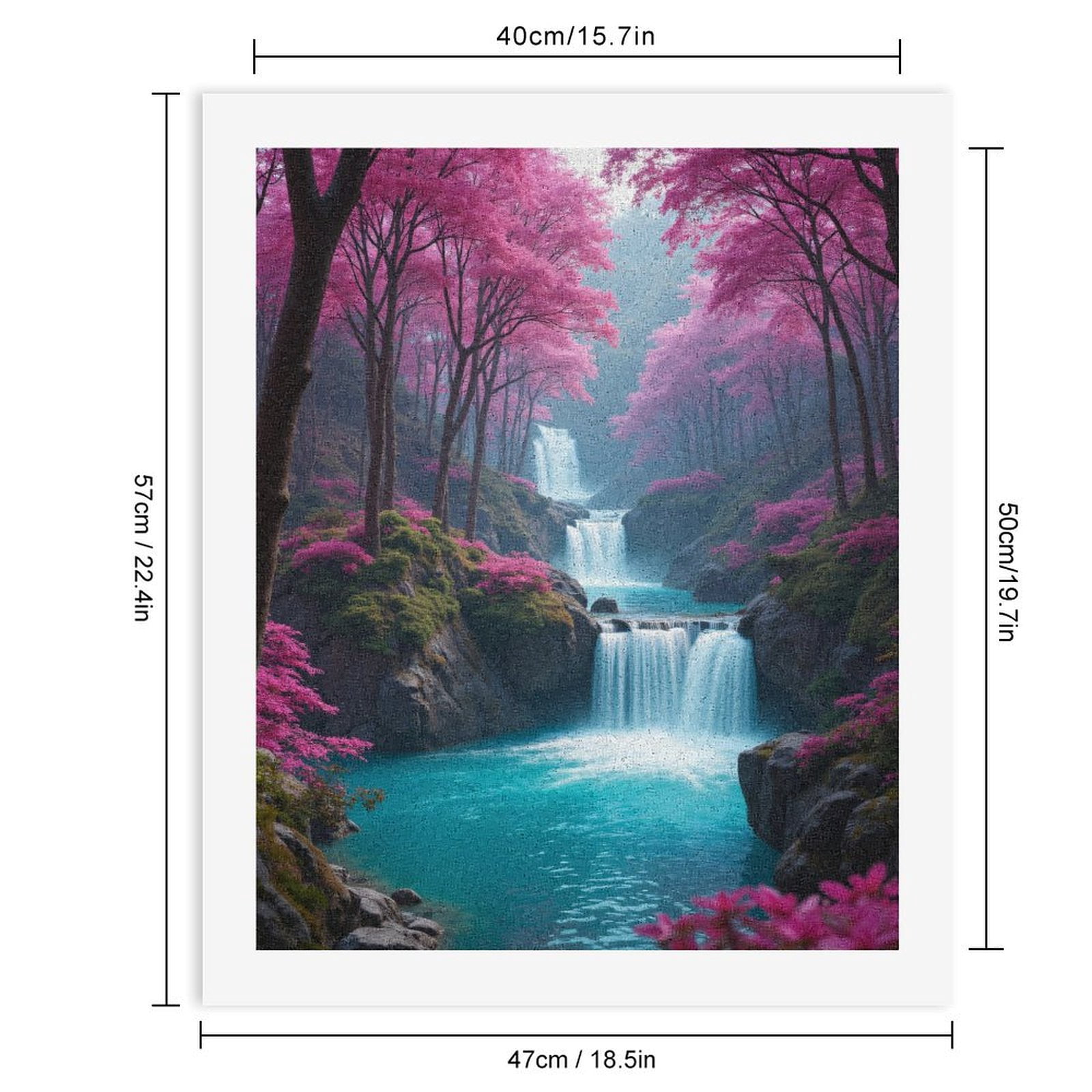 Paint By Numbers Kit for Adults Beginner - DIY Pink Forest Waterfall Serenity Canvas Painting Kits for Adults, Frameless Paint By Number for Adults for Home Wall Decor 16x20 Inch