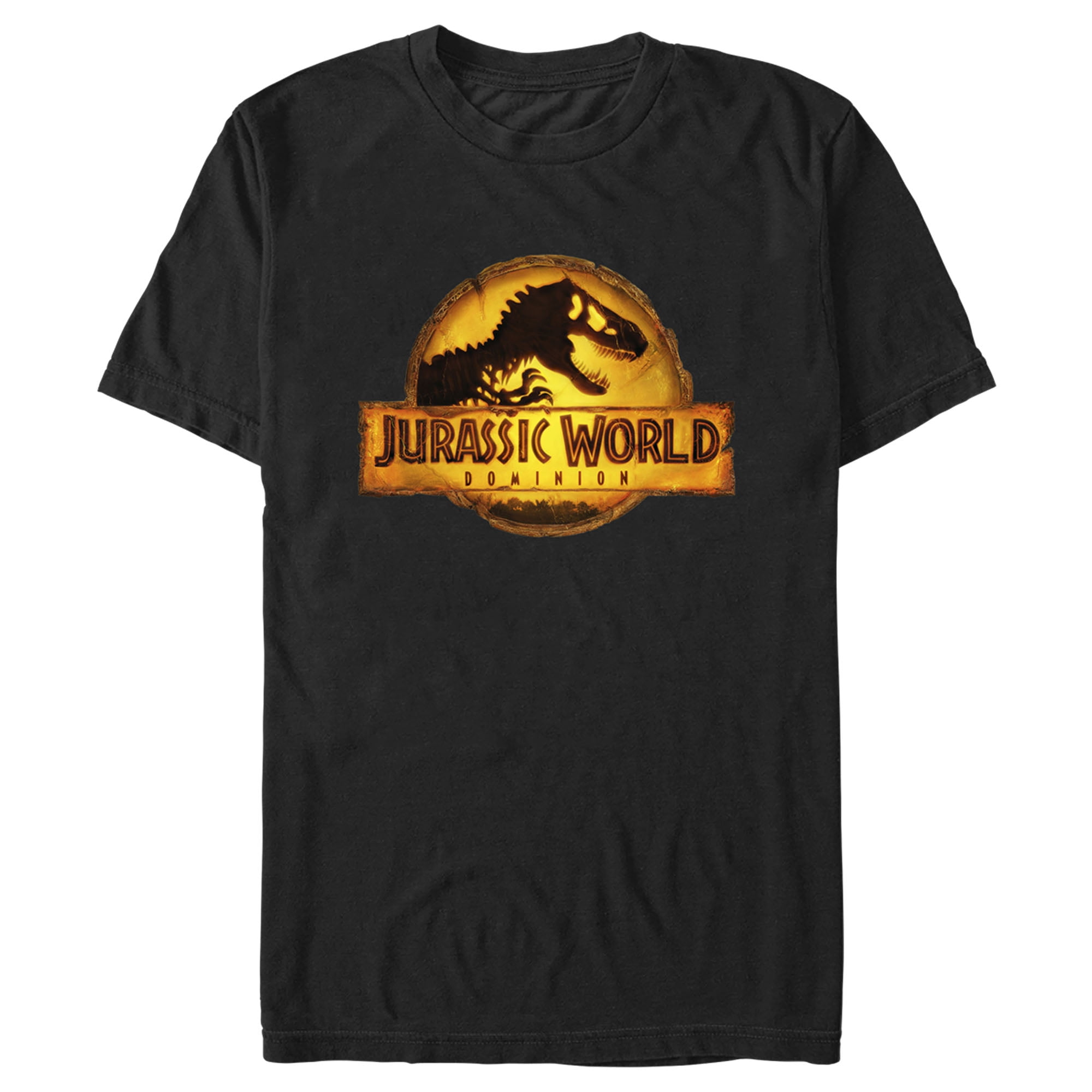 Men's Jurassic World: Dominion Glowing Dinosaur Logo  Graphic Tee Black Large