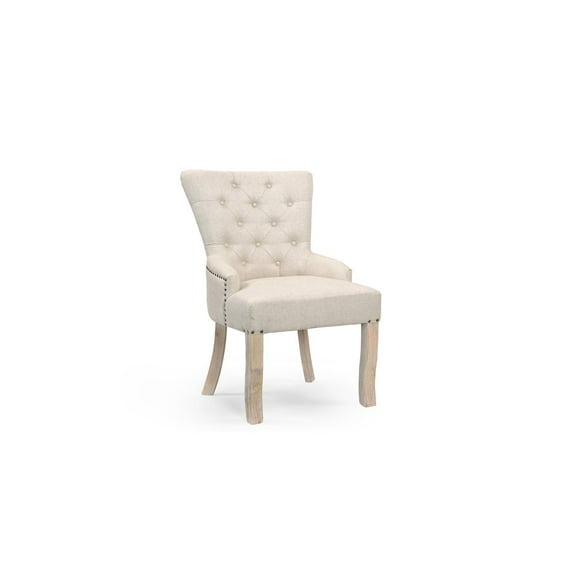 Taran Designs Kenneth Upholstered Solid Wood Armchair in Beige