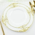 thumbnail image 1 of YOPTOP 10 Pack | Clear/Gold Baroque 8” Round Plastic Dessert Salad Plates  Disposable Tableware with Leaf Embossed Gold Rim,white/gold,10", 1 of 11