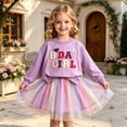 thumbnail image 2 of Bobifish Toddler Girls Sets Letter Embroidered Sweatshirt And Skirt Outfit Children Girls Sets For Birthday Party, 2 of 9
