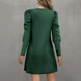thumbnail image 4 of WCMZJ Women's 2024 Casual Long Puff Sleeve Dresses Crew Neck Ruffle Aline Short Mini Dress Casual Business Office Tunic Dress Green S, 4 of 4