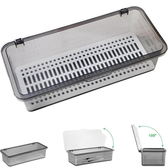 Silverware Organizer with Lid Tutuviw Portable Plastic Utensil Holder for Countertop Cutlery Drawer Organizer Transparent Silverware Holder Dinnerware Holder for Spoons Forks Knives, Grey