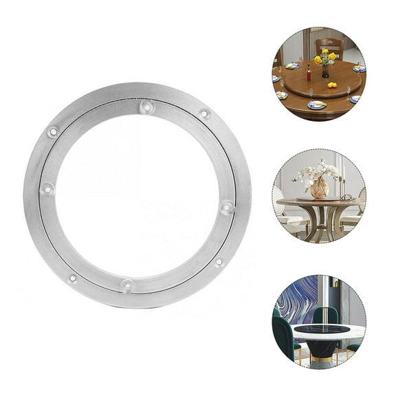Yardwe Round Turntable Base Lazy Susan Turntable Plate Silver 1Pcs for Banquets