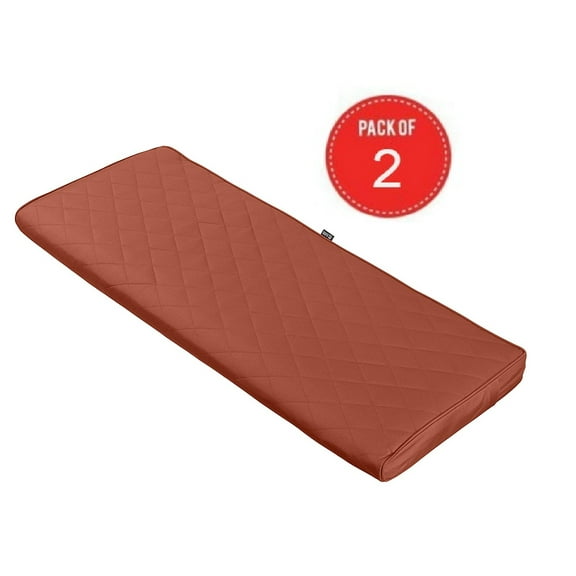 Classic Accessories Montlake FadeSafe Rectangle Settee/Bench Seat Quilted Cushion Lounge Cushion, Spice, 48"W x 18"D x 3"H ( Pack of 2 )
