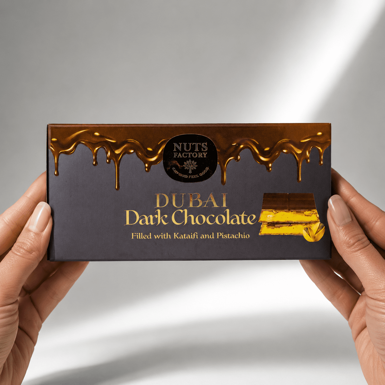 Nuts Factory Dubai Style Dark Chocolate Bars with Pistachio Cream & Crispy Kataifi, Pack of 2 Large Bars – #1 Ranked Dubai Chocolate Bars in the World by CNBC
