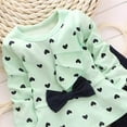 thumbnail image 4 of Taybagh 12 Month Girl Clothes Long Sleeve Sweet Infant Girl Outfits Cute Set Preemie Clothes with Cute Bow Pattern Soft Mint Green 6-12 Months, 4 of 5