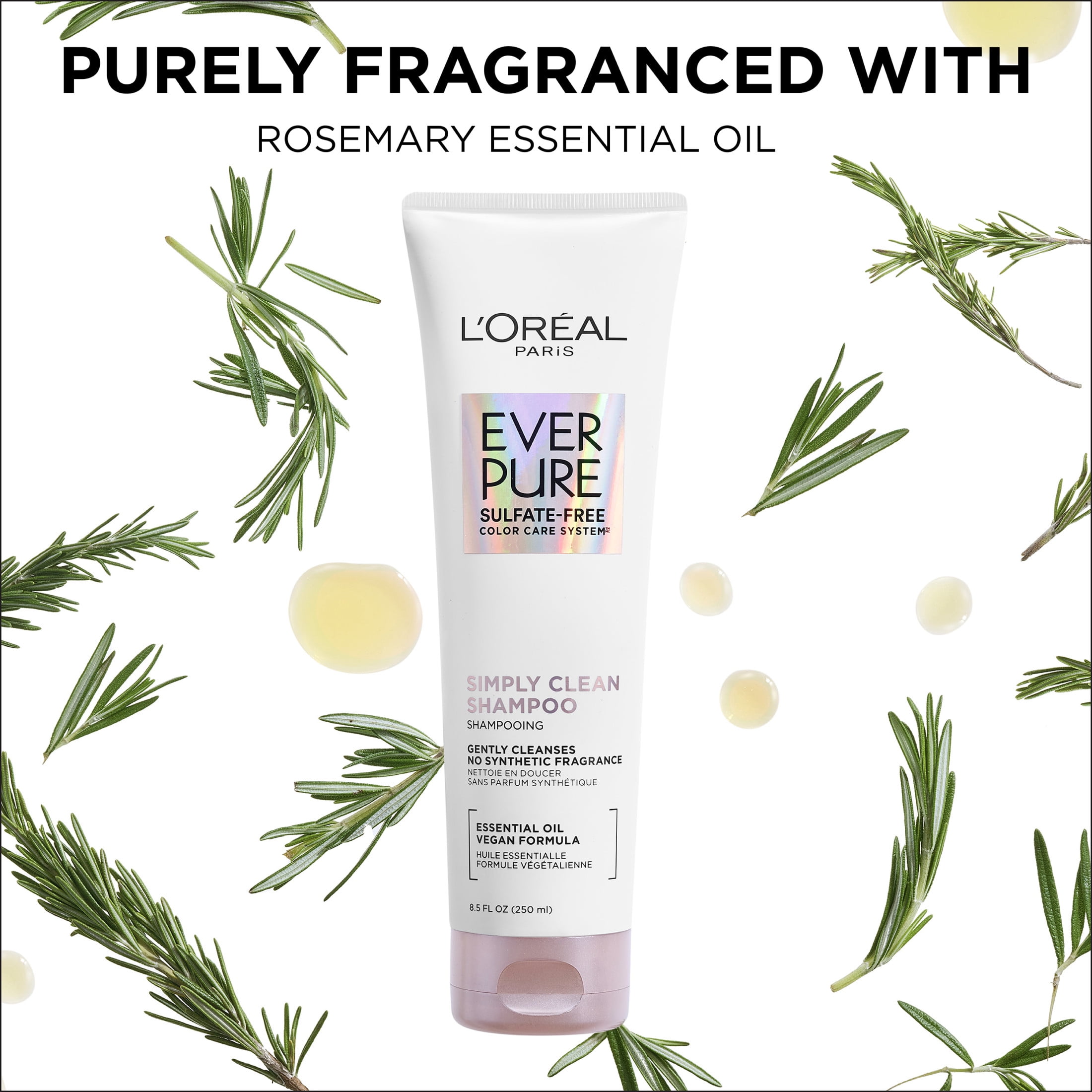L'Oreal Paris EverPure Simply Clean Shampoo with Essential Oil Sulfates, 8.5 fl oz
