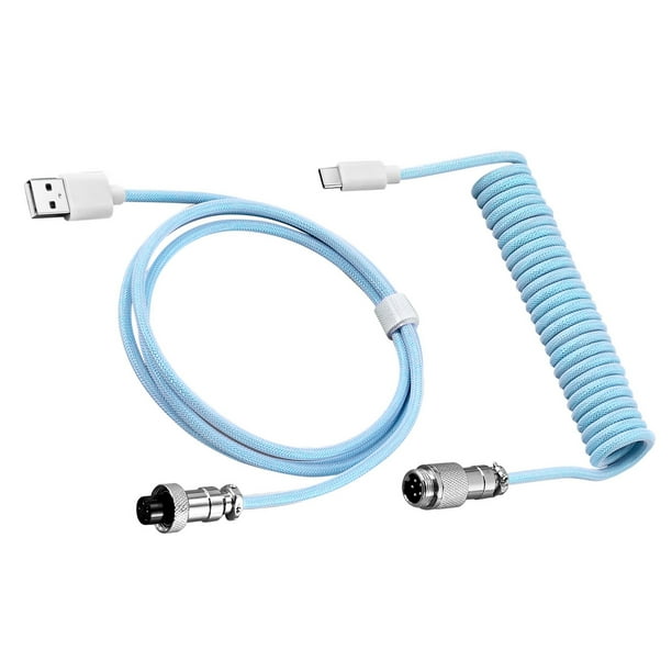 Cateissary Cable USB escalable para un movimiento cómodo y resistencia a la tracción Teclado mecánico computadora en espiral Electrónica azul