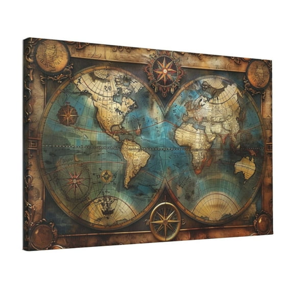 12x18 inch Canvas Hanging Picture Painting Retro Earth Map,Funny Study Canvas Decor Accessory,Indoor Bedroom,Man Cave,Tavern,Study Wall Decor Oil Painting Art Prints,For Retro Art Lover Gift