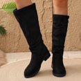 thumbnail image 4 of hzomhy Womens Mid Calf Boots Round Toe Buckle Strap Low Block Heel for Casual Daily and Winter Wear, 4 of 7