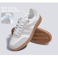 thumbnail image 3 of Zapatillas LUCKY STEP para mujer, clásicas, retro, suela de goma, piel blanco/gris, 3 of 8