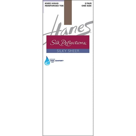 - Silk Reflections Womens Knee High Reinforce Toe 2 Pack