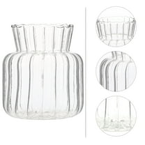 MLINS  Clear Striped Vase Coffee Table Decor Glass Flower Arrangement Container