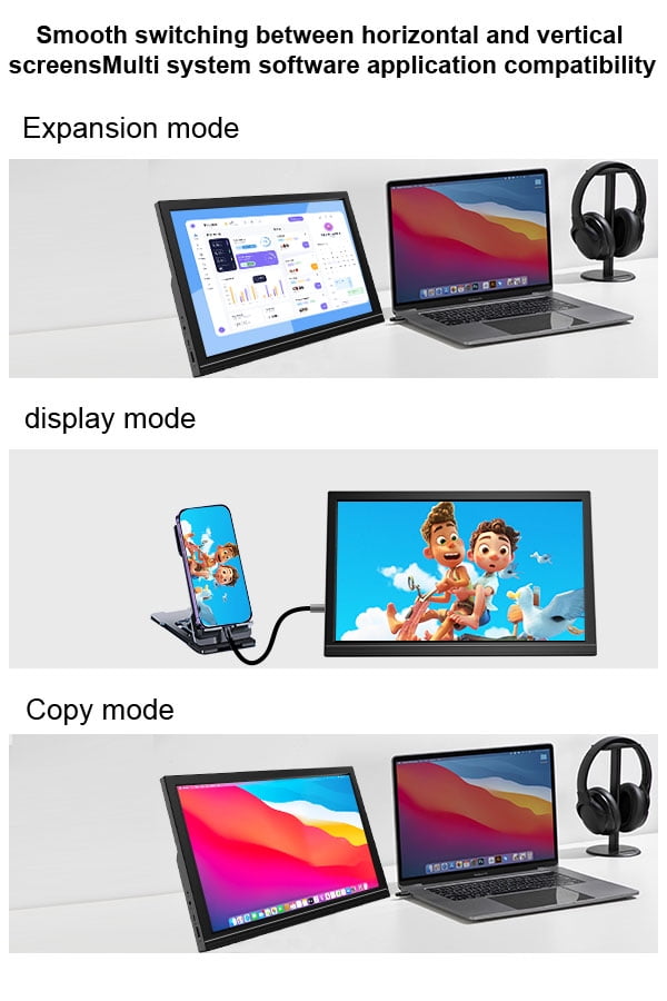17.3 Inch Non-Touch Portable Monitor, 1600x900 HD Resolution, External Second Monitor for Laptop, PC, Phone, Gaming Devices