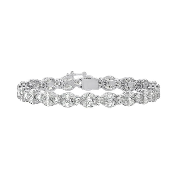 DIAMOND CLUB 12 Carat Lab Grown Diamond Tennis Bracelet 14K White Gold (VS1 Clarity, F-G Color), 4-Prong Basket Setting