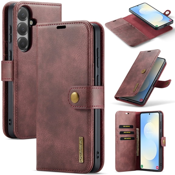 Detachable Wallet Case for Samsung Galaxy S22 RFID Blocking Card Slots Holder Removable 2 in 1 Wallet Phone Case Premium PU Leather Magnetic Kickstand Shockproof Flip Protective Cover,Red