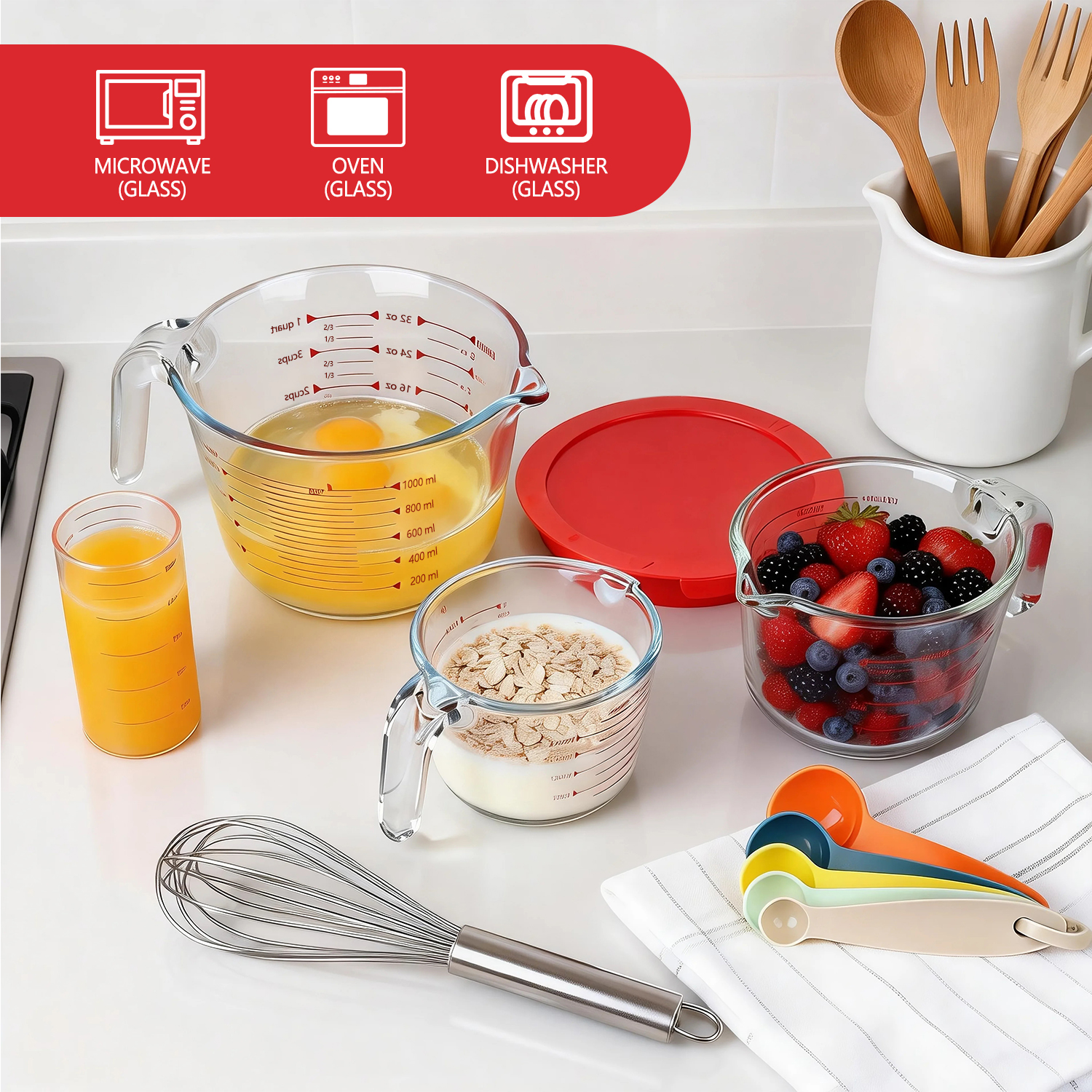 TAIMASI 9-Piece Glass Measuring Cups and Spoons Set photo 8