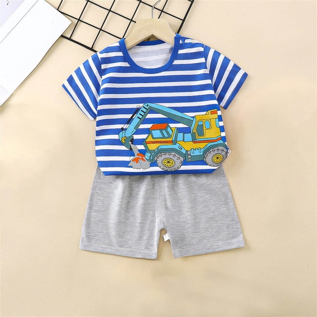 EGNMCR Ensembles de Blouses et Chemises à Manches Courtes à Col Rond Tout-Petits Enfants Bébés Garçons Filles Mode Mignon Imprimé Chiot à Manches Courtes Tenue Décontractée Ensemble Fille