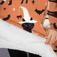 thumbnail image 3 of Oversized Wearable Blanket Hoodie,Halloween Cat Pattern Sherpa Blanket Hoodie with Super Pockets,Super Warm Fuzzy Pullover for Women & Men, 3 of 6