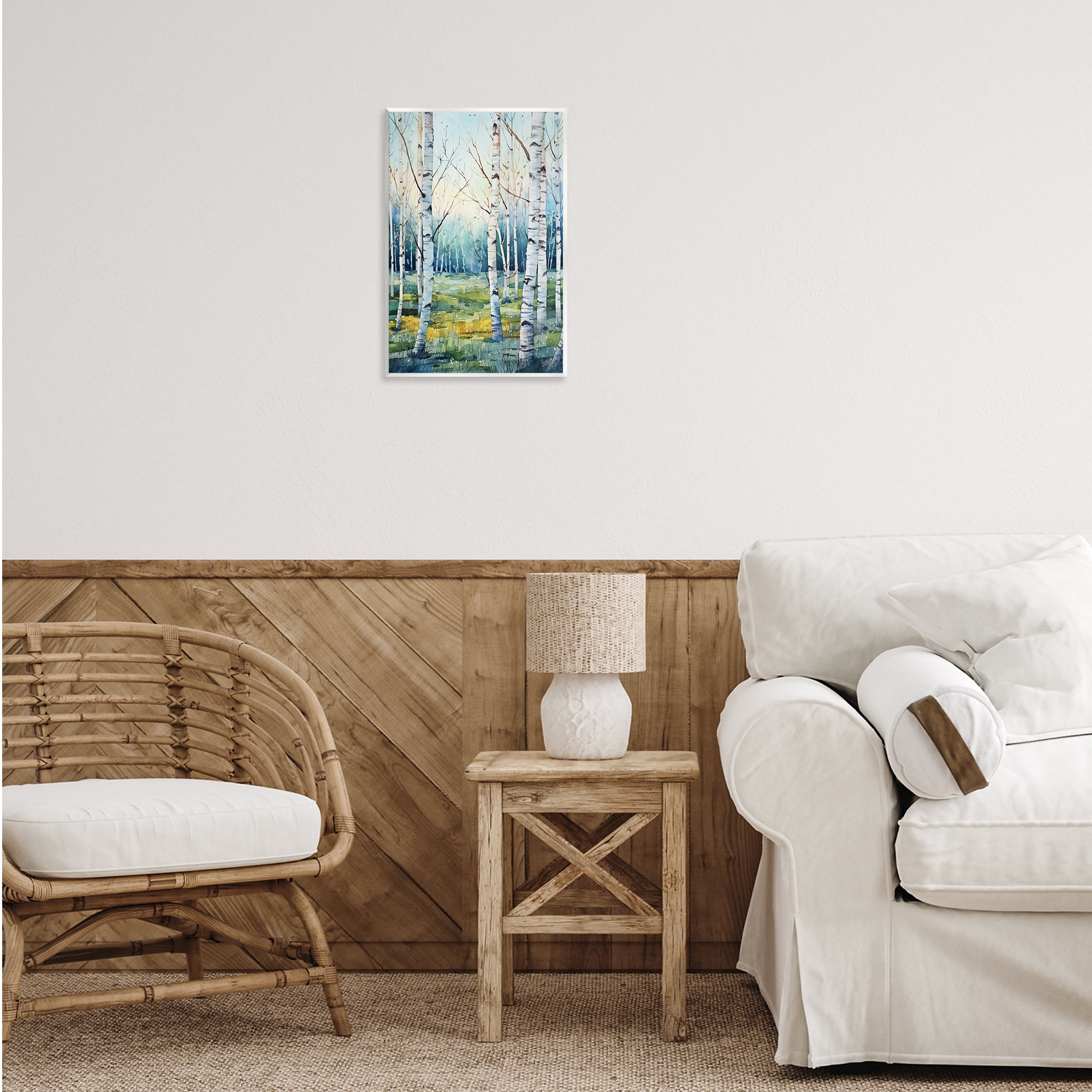 Stupell Industries Summer Birch Forest Landscape Painting Unframed Art Print Wall Art, 13 x 19