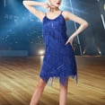 thumbnail image 1 of Vestido con borlas de lentejuelas perfecl para mujer elegante vestido con flecos en capas azul SG, 1 of 8