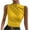 Yellow, variant on fatyb Women's Tank Tops High Neck Ruched Sleeveless Shirts Slim Casual Basic Tees Tops for Going Out