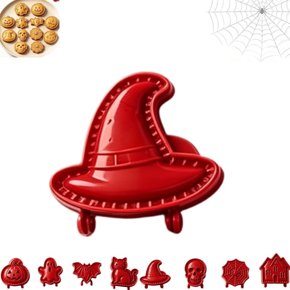 Halloween Mini Hand Pie Molds Set Pastry Cutter and Sealer for Holiday Baking Food Grade Dough Press Cutter Halloween Baking Supplies Reusable Holiday Mini Pie Molds for Baking,Witch Hat