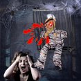 thumbnail image 3 of Fantasma prisionero en jaula para decoración de Halloween, Cráneo aterrador, juguete de esqueleto eléctrico, muñeca con sonido de ojo brillante, fantasma parlante colgante, 3 of 4