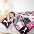 thumbnail image 4 of Feelyou Kids Cartoon Golf Queen Comforter Set, Est Sleep Sports Bedding Sets, Pink Stripes Stars Print Reversible Bedding Comforter Set, Super Cozy Room Decor, 3-Piece, 4 of 8