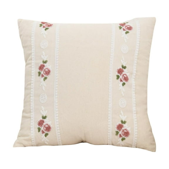 Qholemyo Rose Embroidered Decorative Throw Pillow Cover Lumbar Support Pillow Case For Sofa Bed