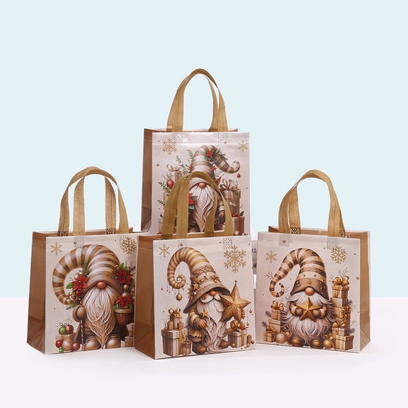 12 Pack Christmas Tote Gift Bags Bulk, Non Woven Reusable Christmas Bags with Handles for Holiday Birthday Xmas Party Favor