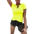 thumbnail image 1 of DYMADE Femmes Bodycon V Cou Manches Courtes Sales Couleur Décontracté Top, 1 of 3
