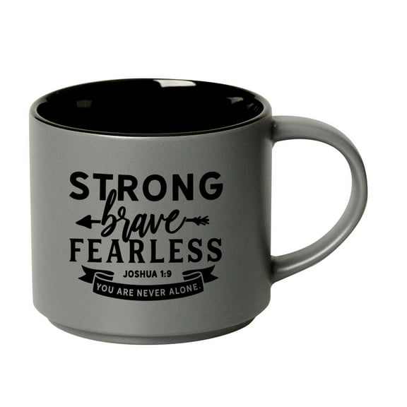 DEXSA Strong Brave Fearless 16 ounce Designer Ceramic Mug - Stackable