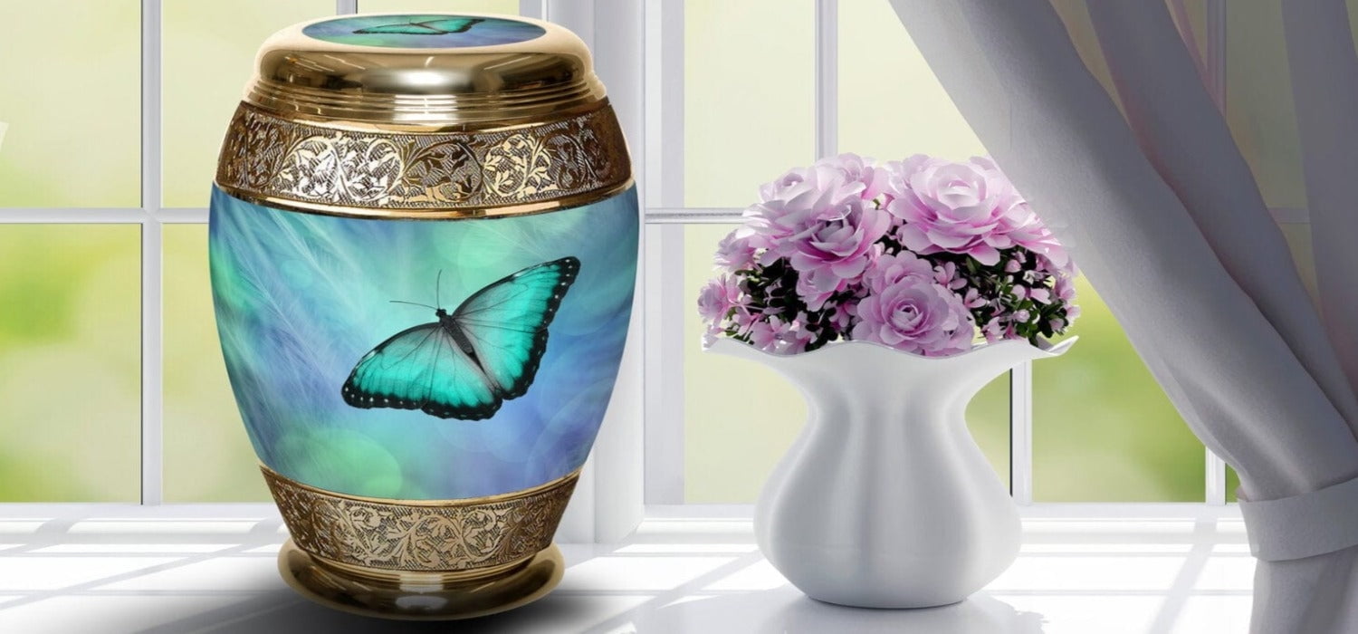 Bokeh Butterfly Urns for Cremation Ashes Large Urn XL or Small Keepsake Urns for Human Ashes & Urns for Human Ashes for Home or Burial Small Urns for Human Ashes Keepsake