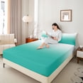 thumbnail image 4 of jejeloiu Modern Gradient Ink Full Size Sheets,Ombre Effect Bed Sheets,White Cyan Sheet Sets For Teens,Luxury Bedroom Decor,4-Piece, 4 of 7